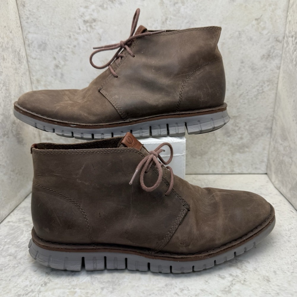 Cole Haan Men's 10 Zerogrand Chukka Lightweight Flex Sole Brown Leather Boots